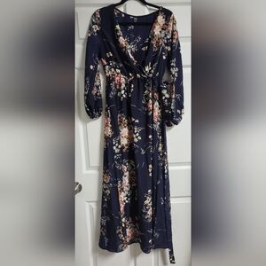 Shein - Botanical Surplus Navy Dress Size 4 - NWOT